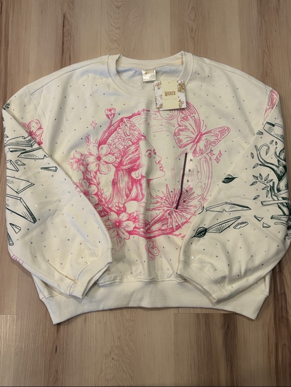 Wicked x Katie Kime Glinda and Elphaba Sweatshirt with Rhinestone Detailing